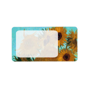 Etiqueta Vaso com os doze girassóis por Vincent van Gogh