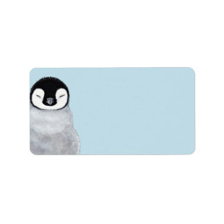 Etiqueta Vazio de Pintinho de Pinguim-Bebê Dormindo