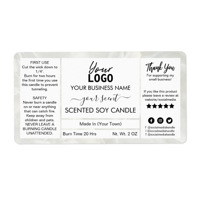 Etiqueta Vela De Soja Perfumada Com Cheiro Personalizável M (Frente)