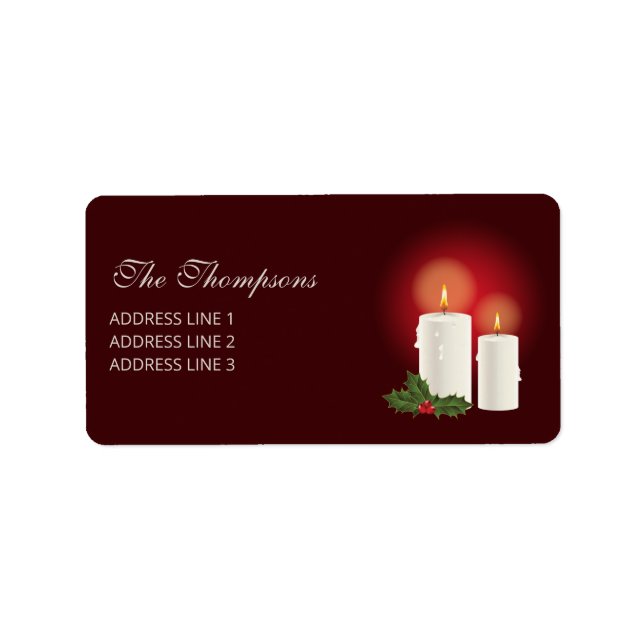 Etiqueta Velas de Natal Brancas em Vermelho com Texto Perso (Frente)
