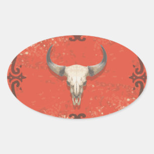 Etiqueta velha do crânio da vaca