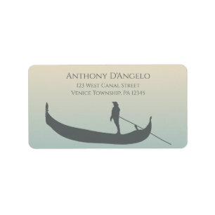 Etiqueta Venice Gondola Silhouette no Sunset Return Address