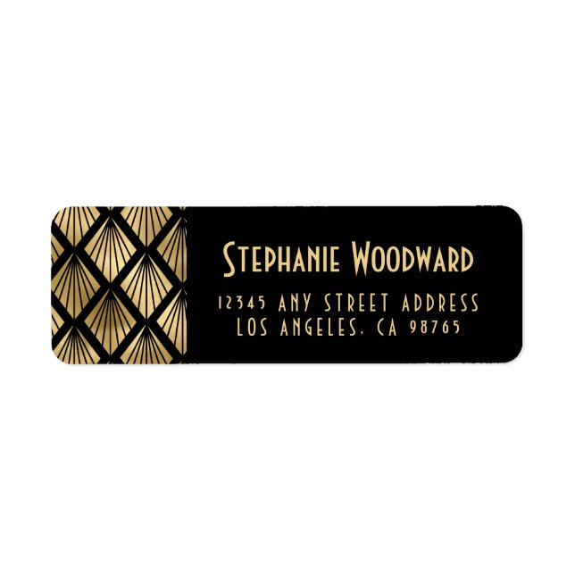 Etiqueta Ventiladores de Deco de Arte Dourada Elegante Ende (Frente)