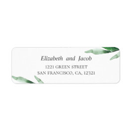 Etiqueta Verde aquarela. Endereço do casamento botânico