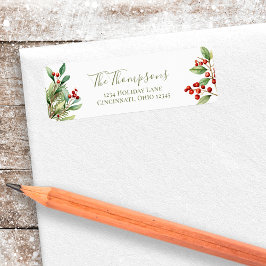 Etiqueta Verde Botânico Vermelho e Verde Natal