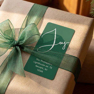 Etiqueta Verde Branco Festivo Caligrafia Alegria Natal