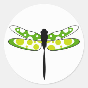 Etiqueta verde da libélula
