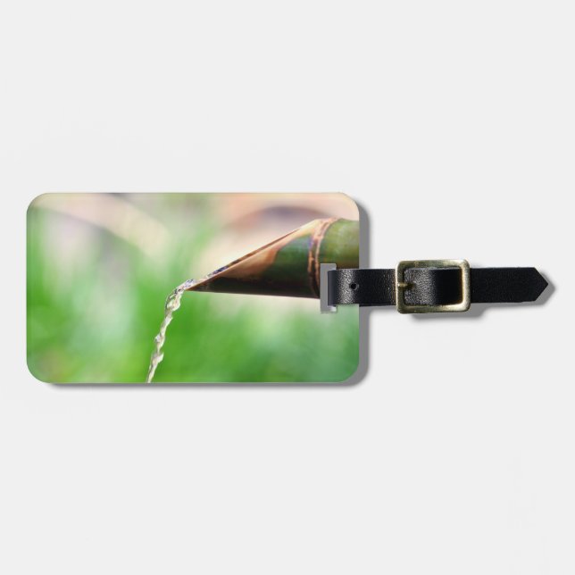 etiqueta verde de bagagem de bambu (Frente Horizontal)