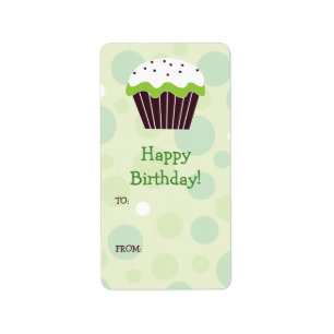 Etiqueta verde do presente do cupcake