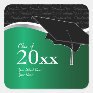 Etiqueta verde e preta customizável da graduaçã