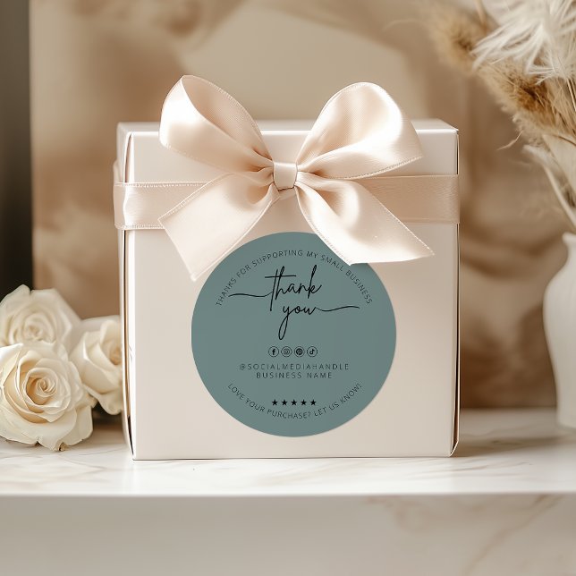 Etiqueta Verde Personalizada Obrigado (Custom Sage Green Sticker Thank You Label)