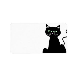 Etiqueta Verde retro bonito desenhos animados Eyed do gato