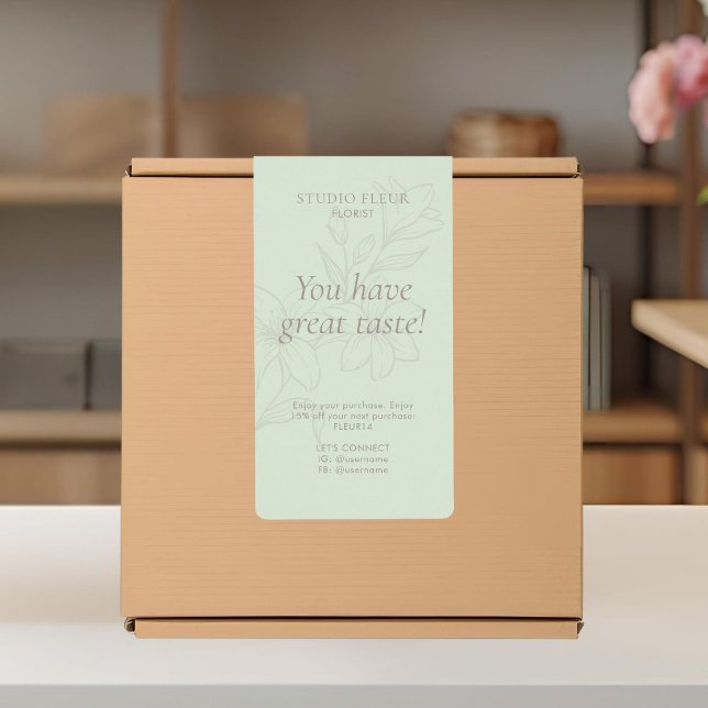 Etiqueta Verde| Rótulos de Entrega Florista Moderno Simples (Criador carregado)