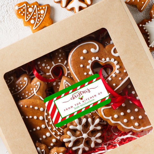 Etiqueta Verde Vermelho Da Cozinha Do Natal (Criador carregado)