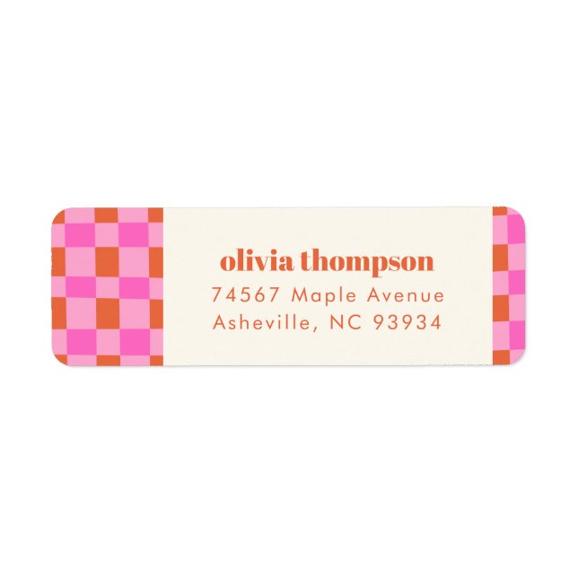 Etiqueta Verificador Abstrato Rosa Laranja Endereço de Devo (Frente)