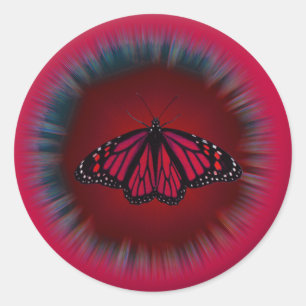 Etiqueta vermelha da mandala da borboleta