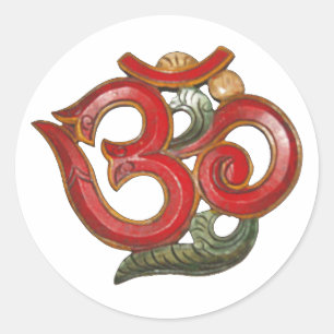etiqueta vermelha de india da ioga do aum do OM do