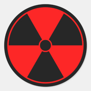 Etiqueta vermelha do símbolo da radiação