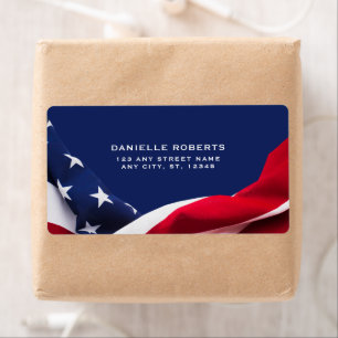 Etiqueta Vermelho Branco & Azul-Bandeira dos EUA Estrelas e