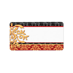 Etiqueta Vermelho decorativo dourado do damasco & Dourado