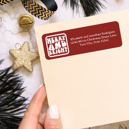 Etiqueta Vermelho e Branco Retro em Negrito Natal Feriado