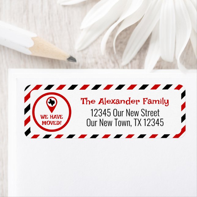 Etiqueta Vermelho e Preto, Movimentamos Movimento Striped (Insitu)