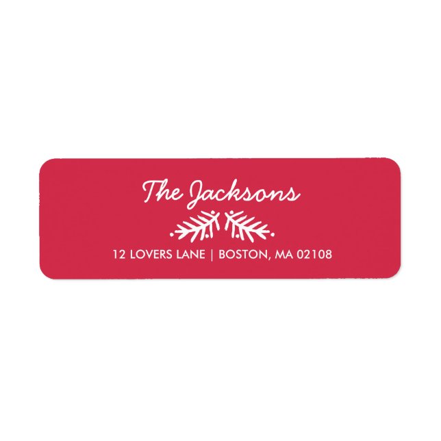 Etiqueta Vermelho Feriado de Natal Brilhante com Script de  (Frente)