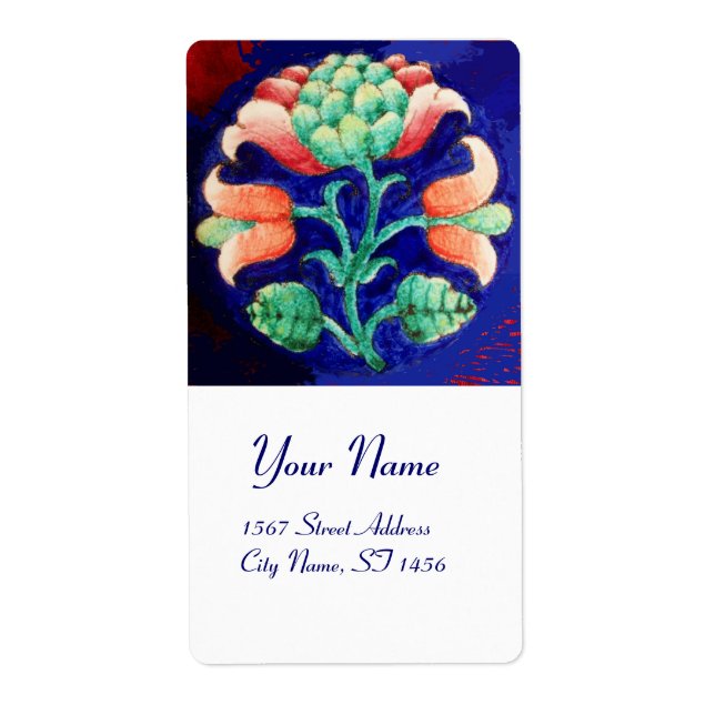 Etiqueta Vermelho FLORAL Azul Verde (Frente)