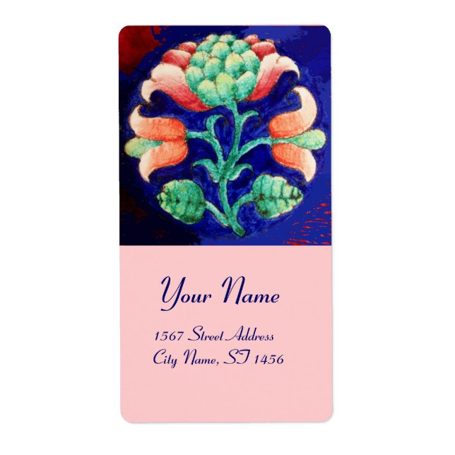 Etiqueta Vermelho FLORAL Azul Verde (Frente)