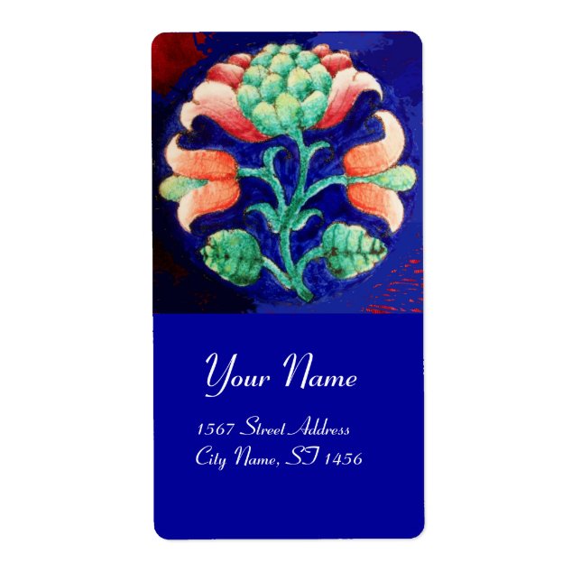 Etiqueta Vermelho FLORAL Azul Verde (Frente)