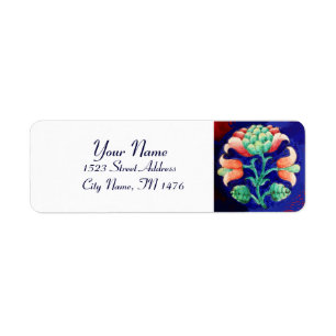 Etiqueta Vermelho FLORAL Verde Azul Branco