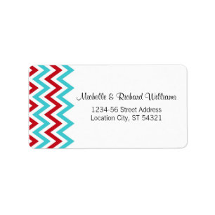 Etiqueta Vermelho moderno e Aqua Chevron & Lovebirds que