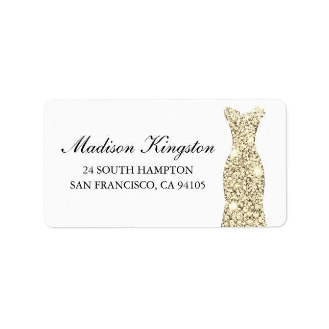 Etiqueta Vestido de Brilho Dourado Aniversário Festa Noiva  (Frente)