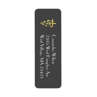 Etiqueta Veterinarian Graduation Grey Gold Return Address
