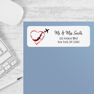 Etiqueta Viagem Airplane Hearts with I Love My Pilot Text