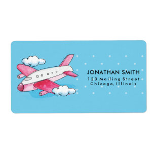 Etiqueta Viagem de avião a aquarelas