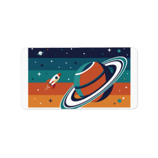 Etiqueta Viagem Espacial Retro