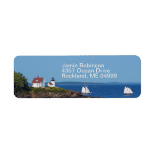 Etiqueta Viagens vintage Blue Ocean Lighthouse Maine Sail