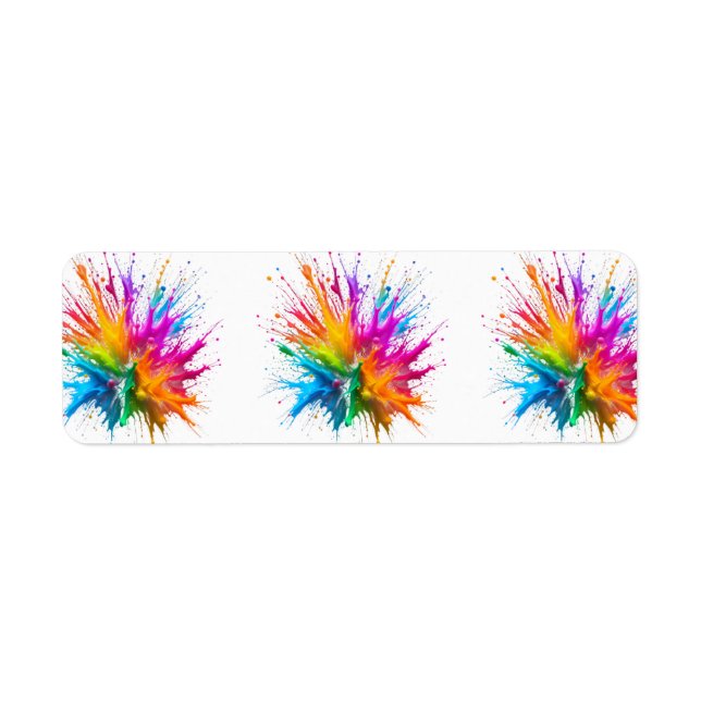 Etiqueta Vibrant Rainbow Paint Splatter Explosion (Frente)
