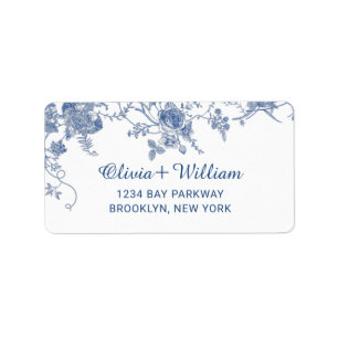 Etiqueta Victorian Dusty Blue French Garden Endereço Floral