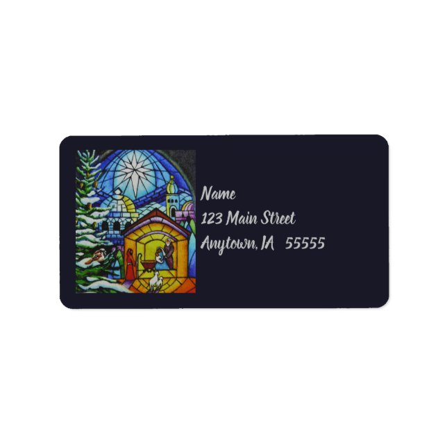 Etiqueta Vidro de Natal - Janela Aquarela (Frente)