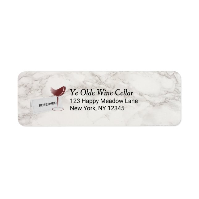 Etiqueta Vidro de Vinho na Textura Faux Marble (Frente)