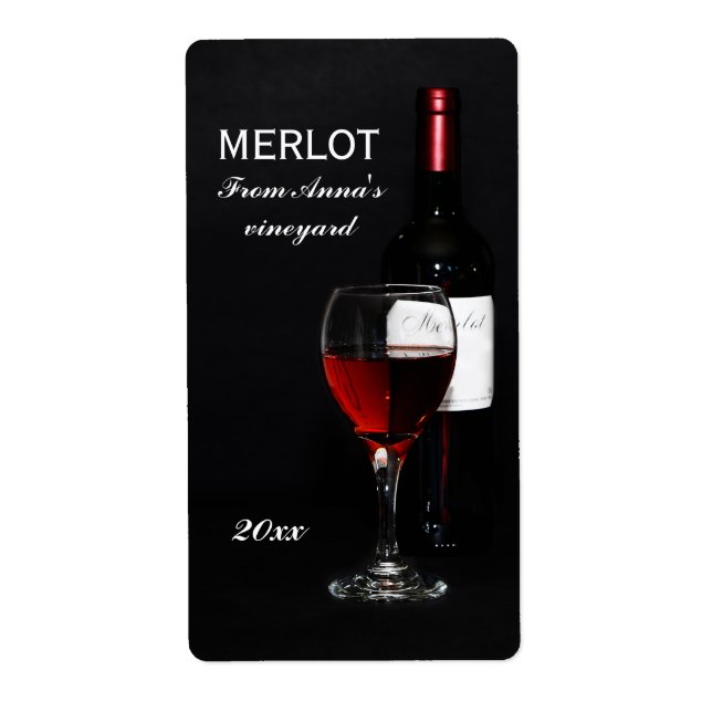 Etiqueta Vidro e garrafa de vinho tinto (Frente)