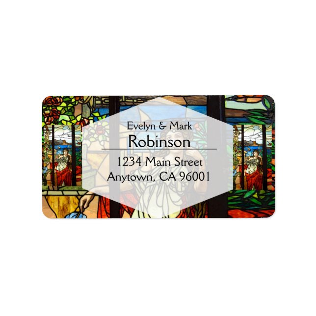 Etiqueta Vidro escondido com senhora sentada. (Frente)