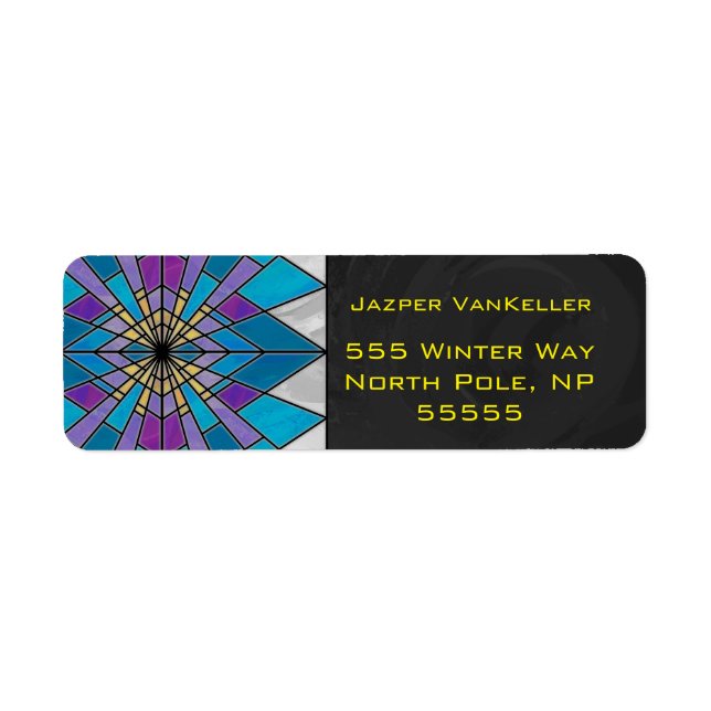 Etiqueta Vidro Manchado Raio Azul e Roxo (Frente)