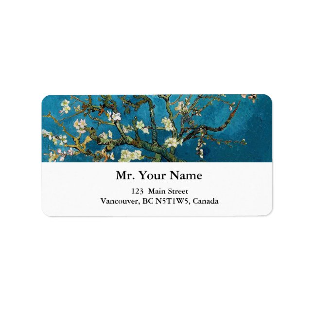 Etiqueta Vincent van Gogh, Almond Tree florescente (Frente)