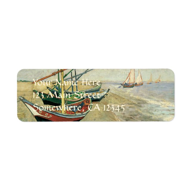 Etiqueta Vincent van Gogh - Barcos de Pesca na Praia (Frente)