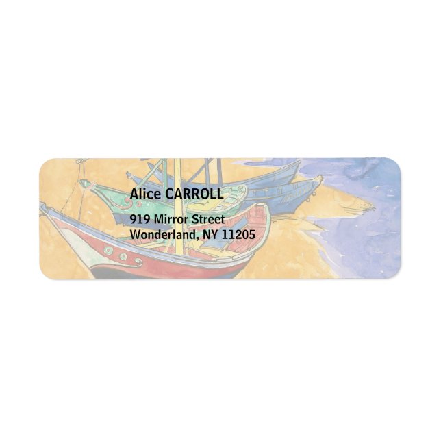 Etiqueta Vincent van Gogh - Barcos de Pesca na Praia (Frente)