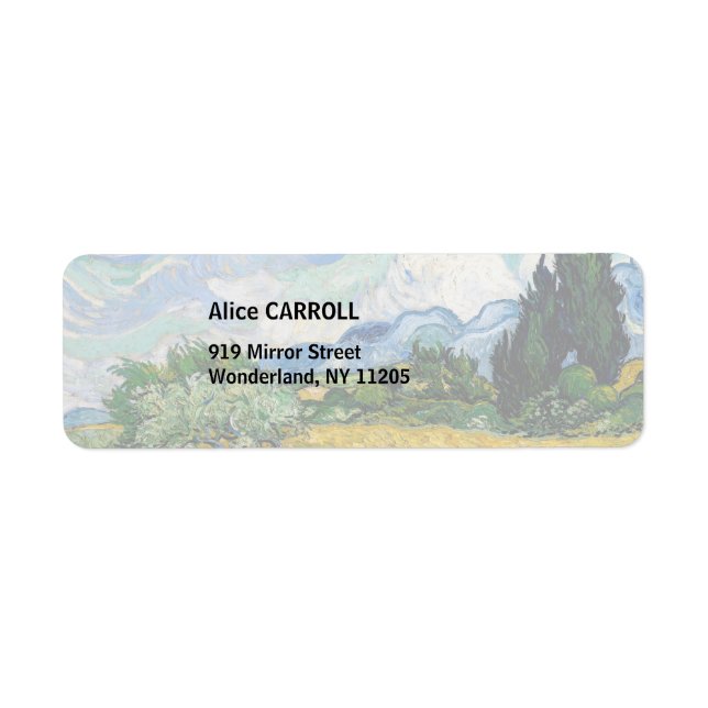 Etiqueta Vincent Van Gogh - Campo de Trigo com Ciprestes (Frente)