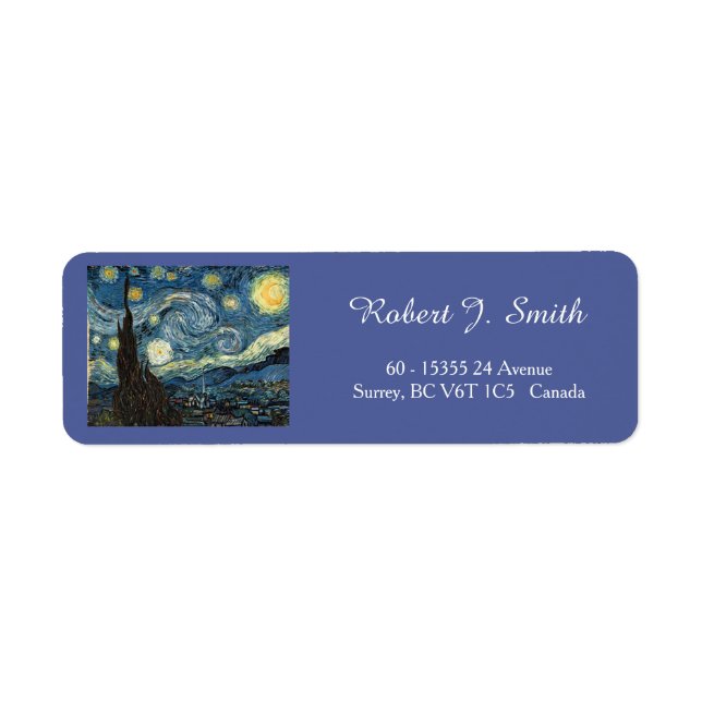 Etiqueta Vincent van Gogh, Noite Estrelada (Frente)